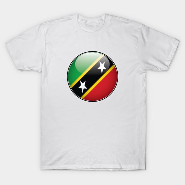 St Kitts and Nevis National Flag Glossy Button T-Shirt by IslandConcepts